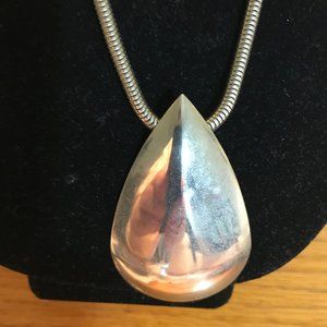 Vintage  Statement Necklace 1990s  Silver tone huge pendant PARk LAne